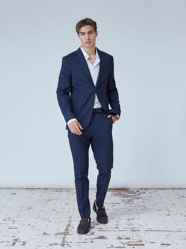 Pinstripe Jakkesæt Navy |  Skagen-clothing.dk