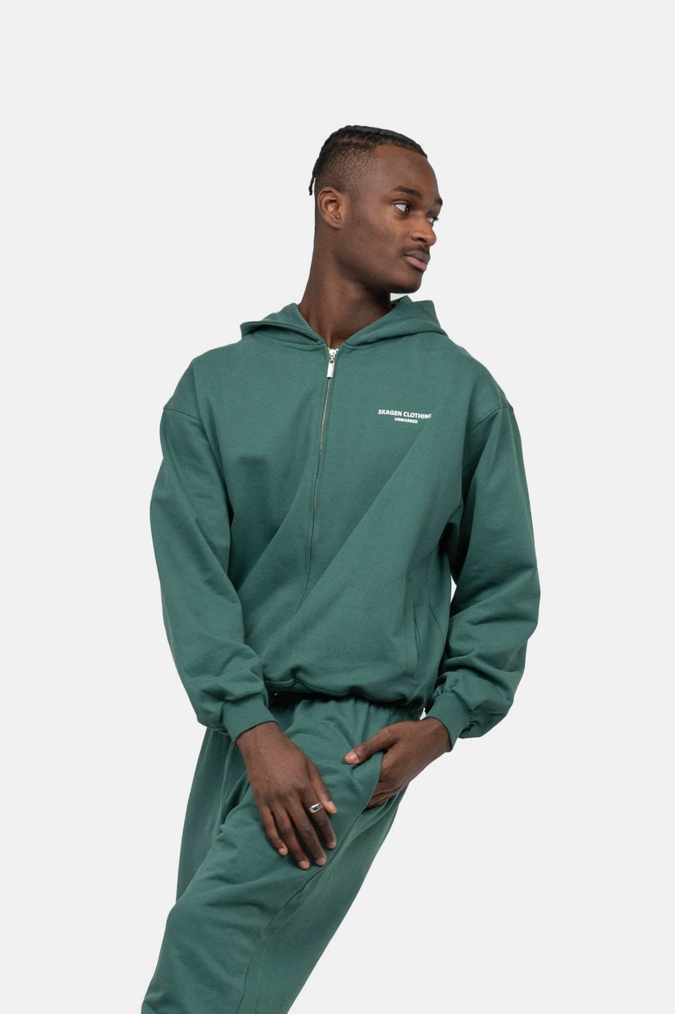 UNMARKED Zip-Hoodie Grøn |  Skagen-clothing.dk